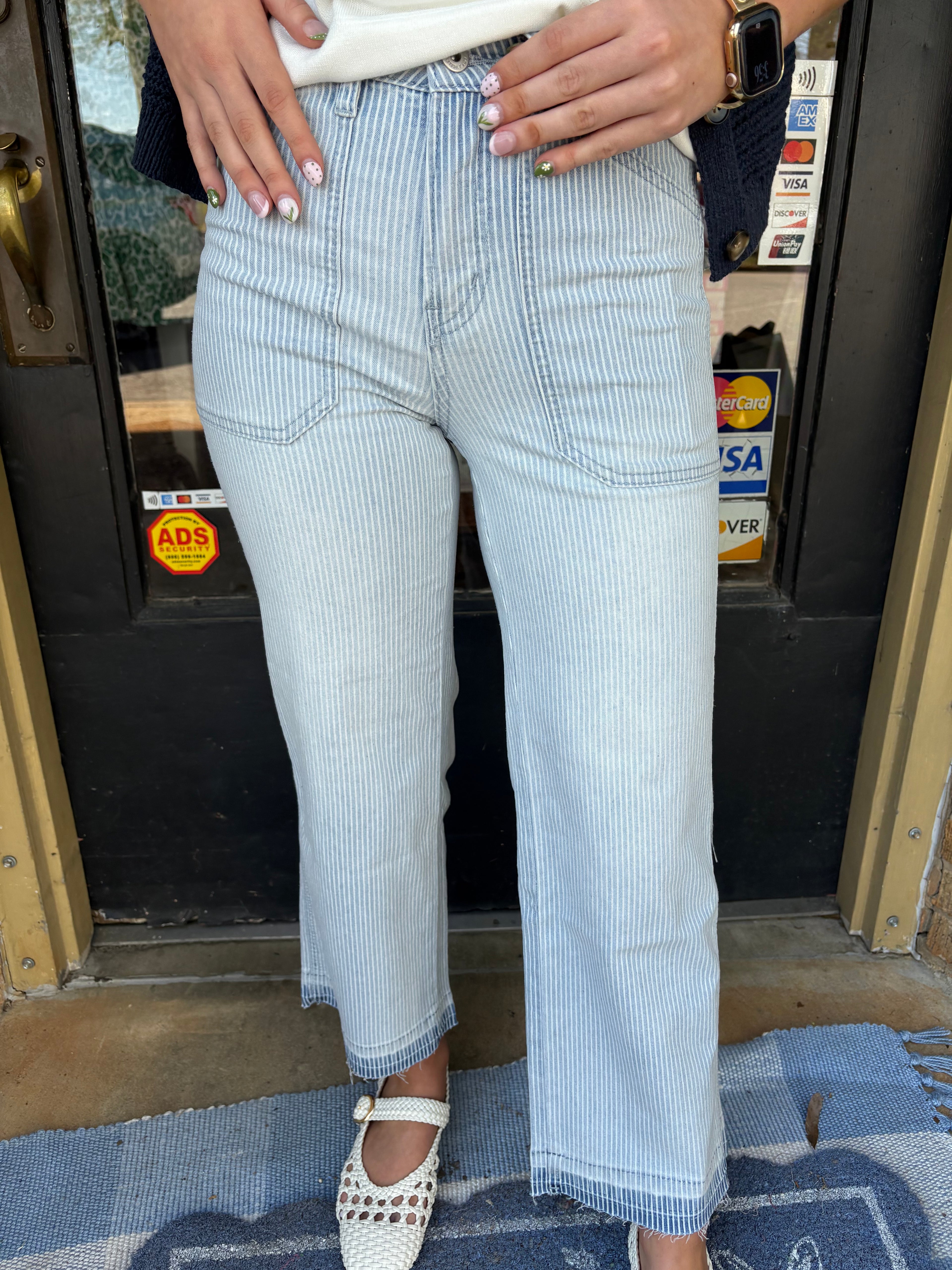 Mica Blue Contrast Stripe Crop Jeans