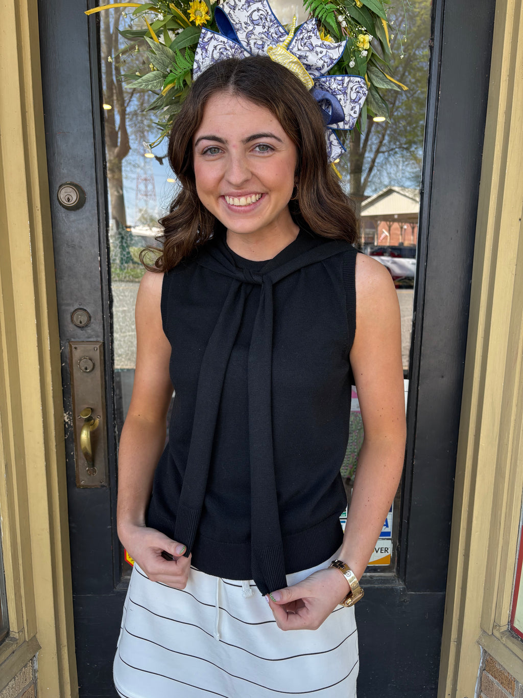 Black Front Tie Sweater