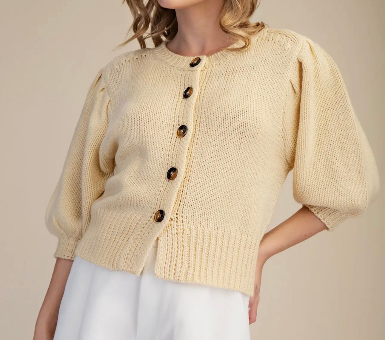 Butter Yellow Button Down Sweater