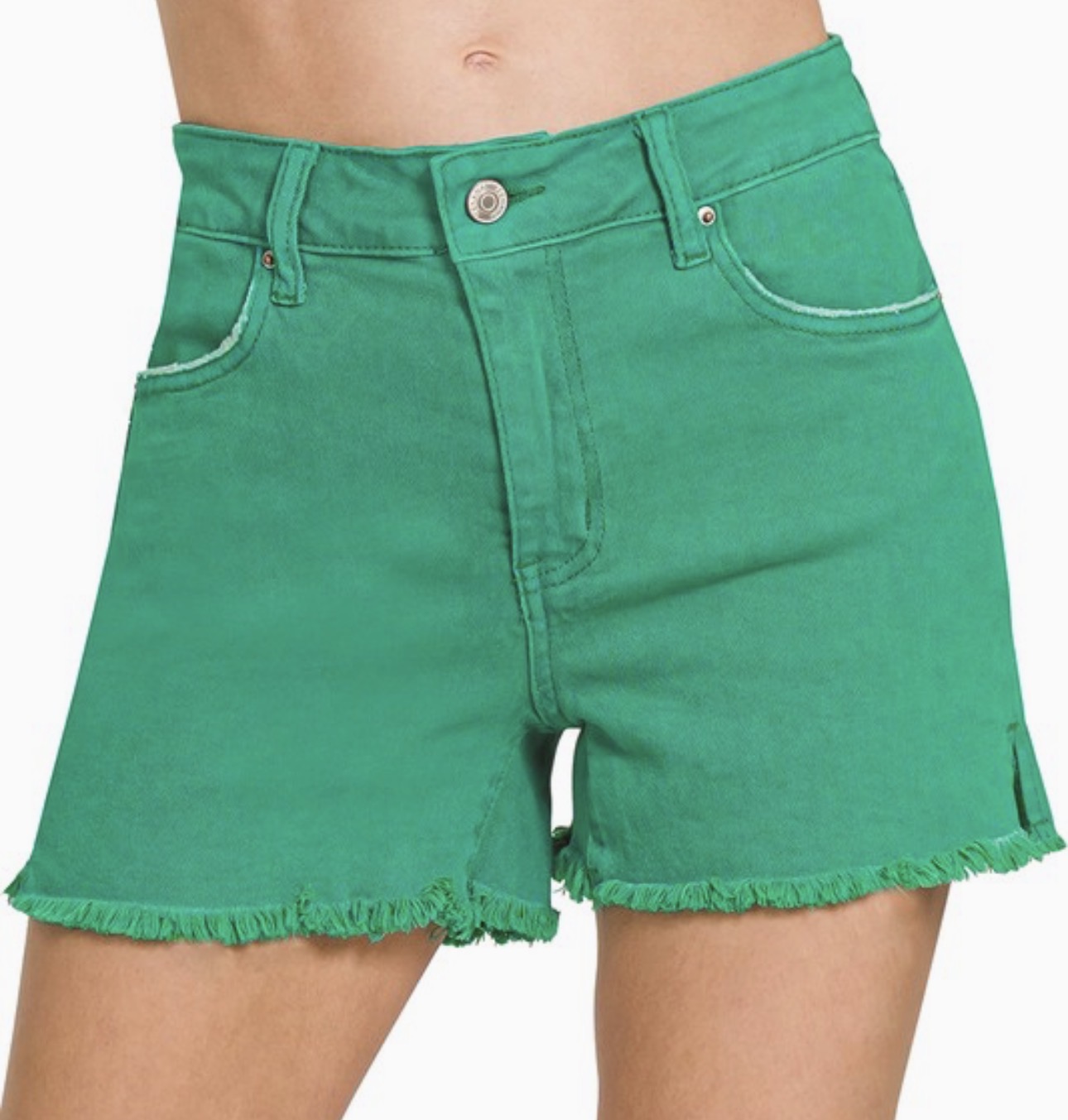 Kelly Green Acid Wash Shorts