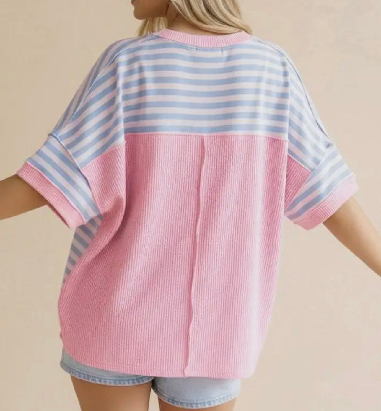 Baby Blue/Pink Stripe Top