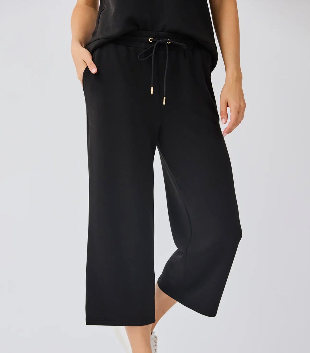 Mary Square Cloudsilk Crop Pants- Black