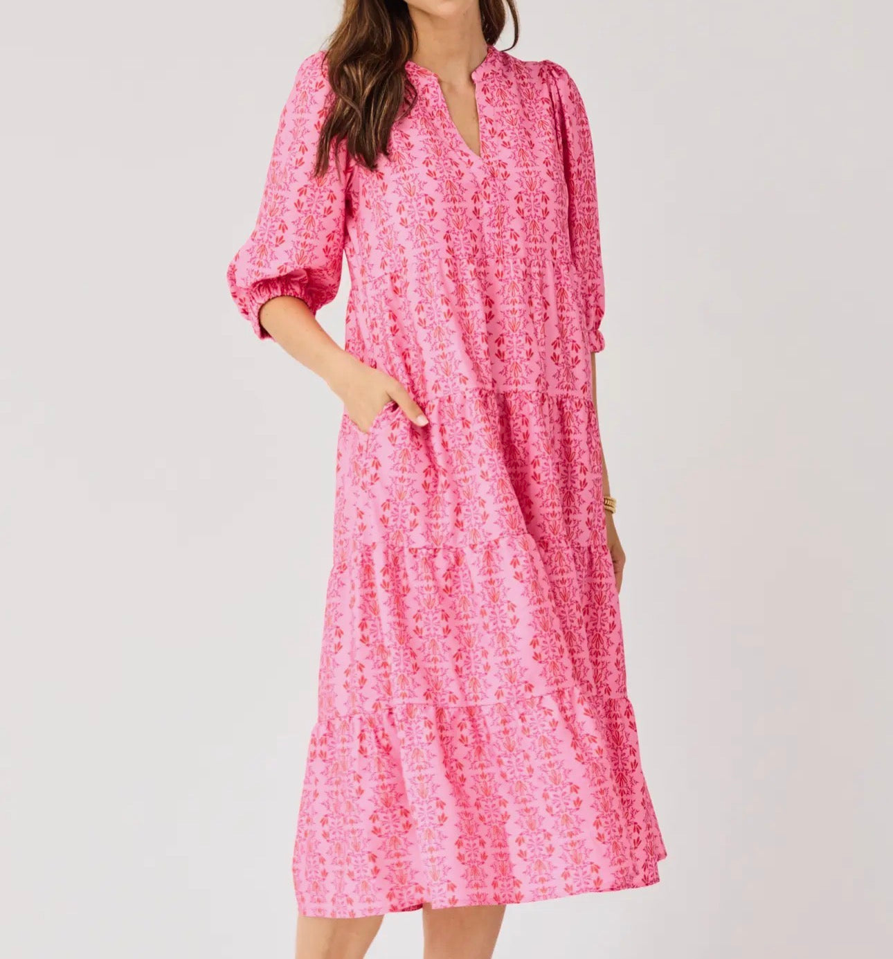 Mary Square Heirloom Vine Pink Dress