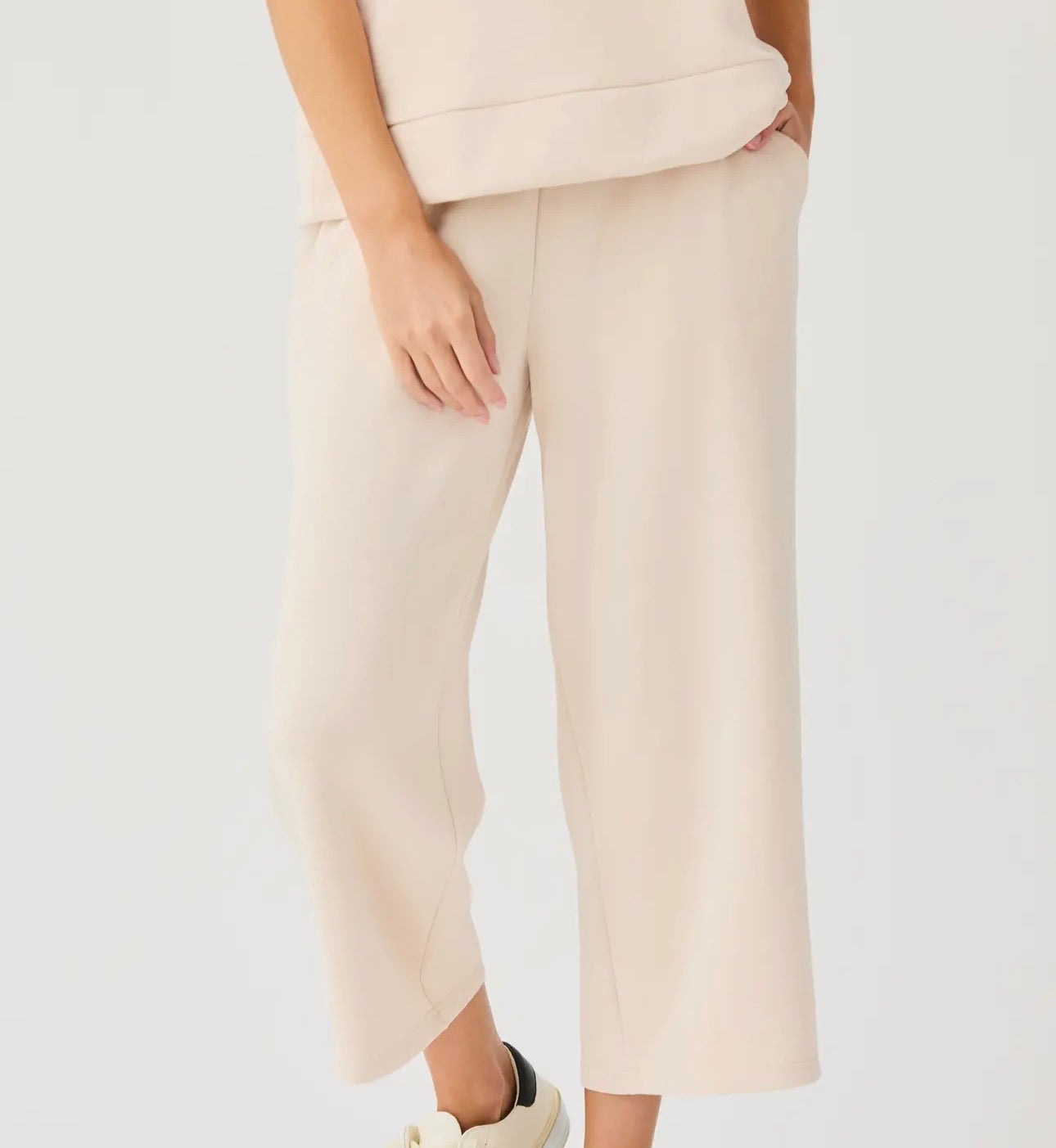 Mary Square Cloudsilk Crop Pants- Sand