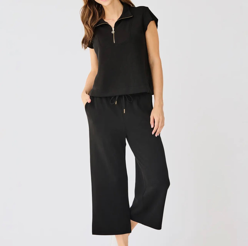 Mary Square Cloudsilk Top- Black