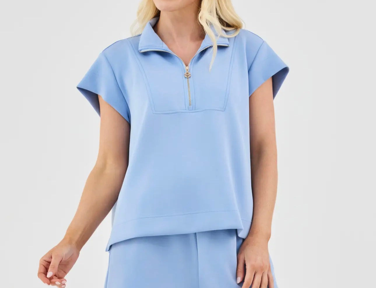 Mary Square Cloudsilk Top- Blue