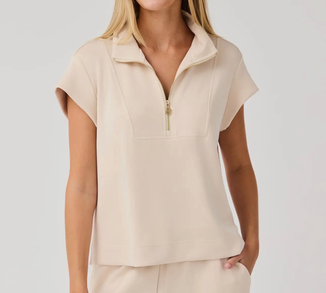 Mary Square Cloudsilk Top- Sand