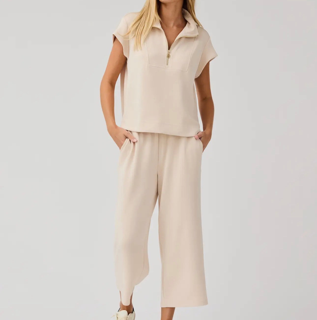 Mary Square Cloudsilk Top- Sand