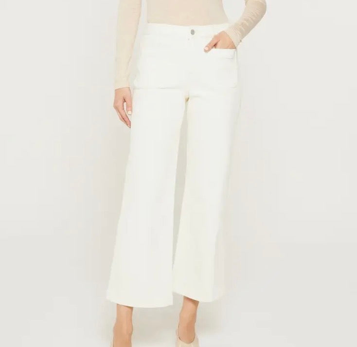 Mica Ivory Crop Patch Pocket Jeans