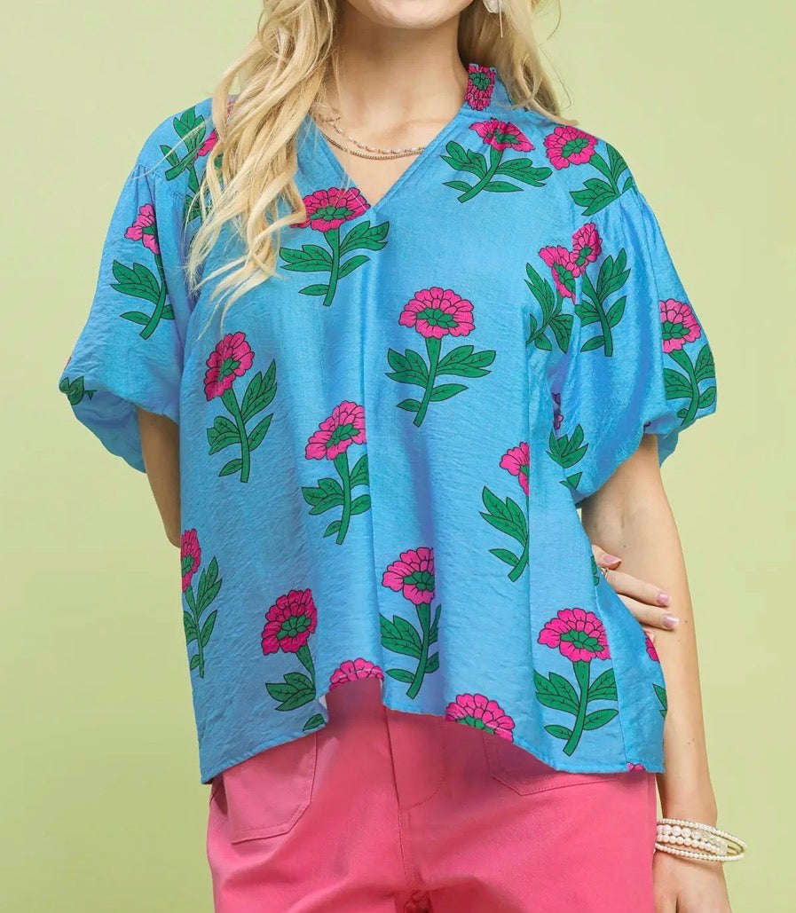 Sky Mix Floral Top