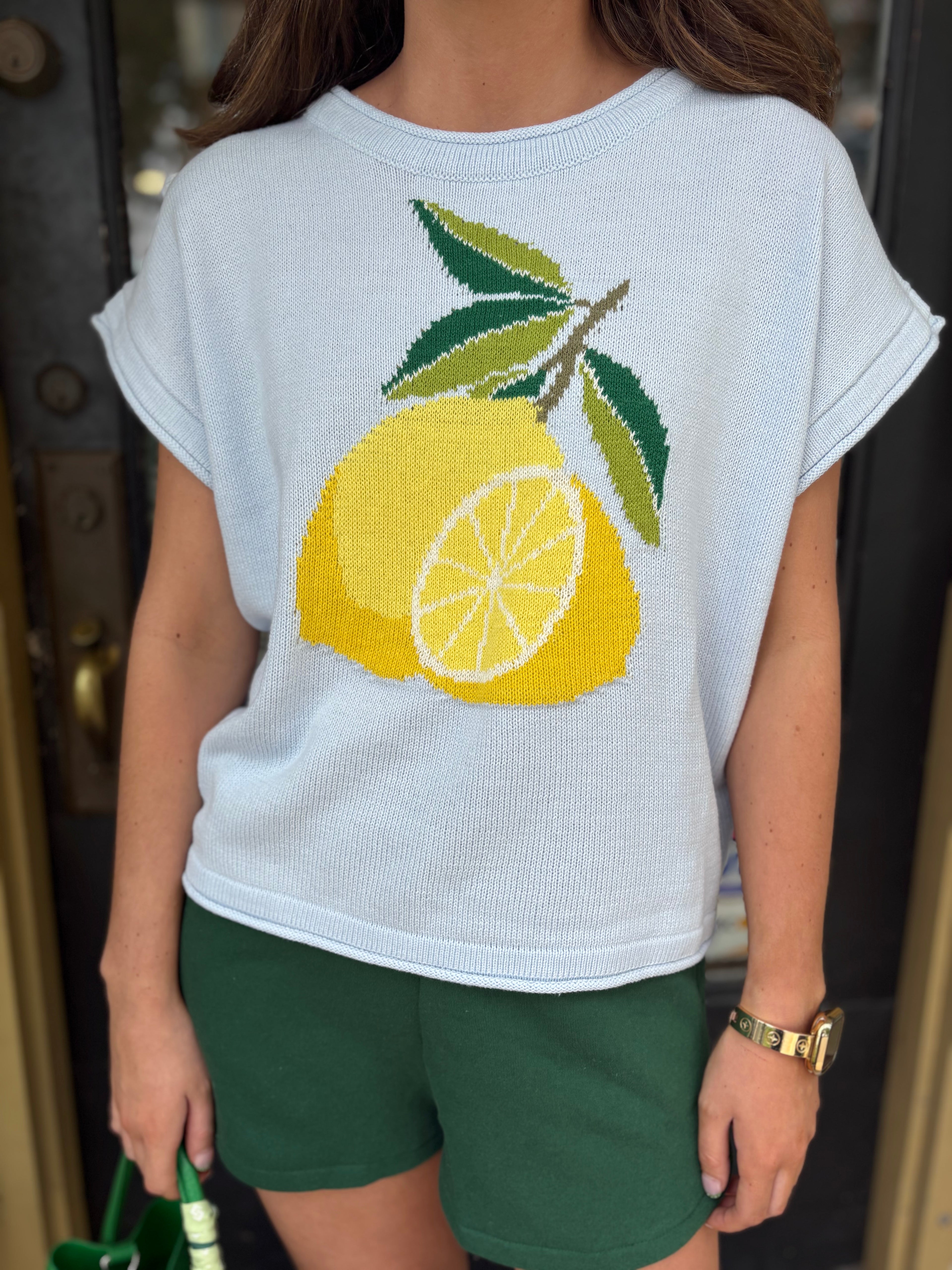 Light Blue Lemon Knit Sweater