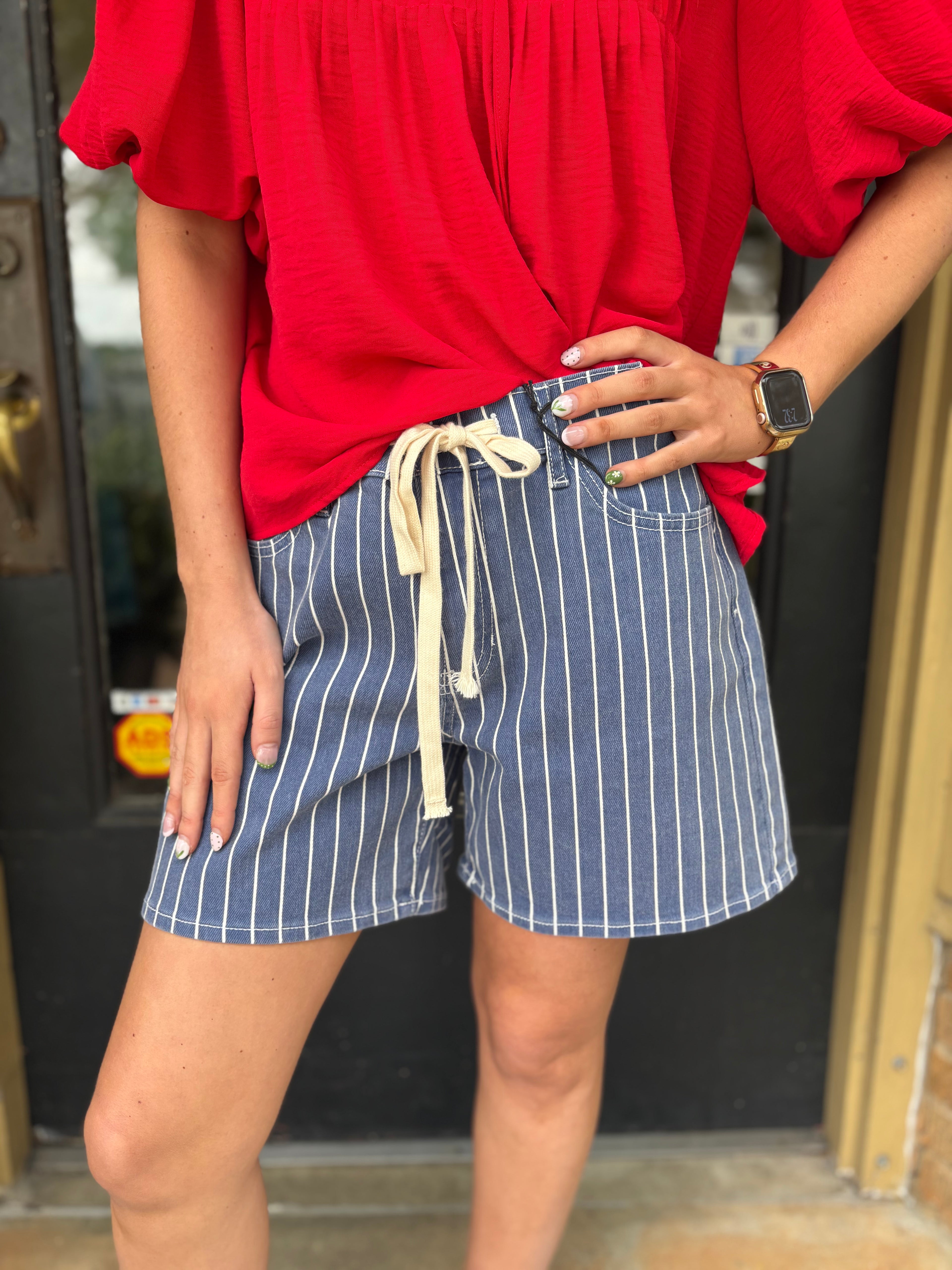 JBD Navy Stripe Denim Shorts