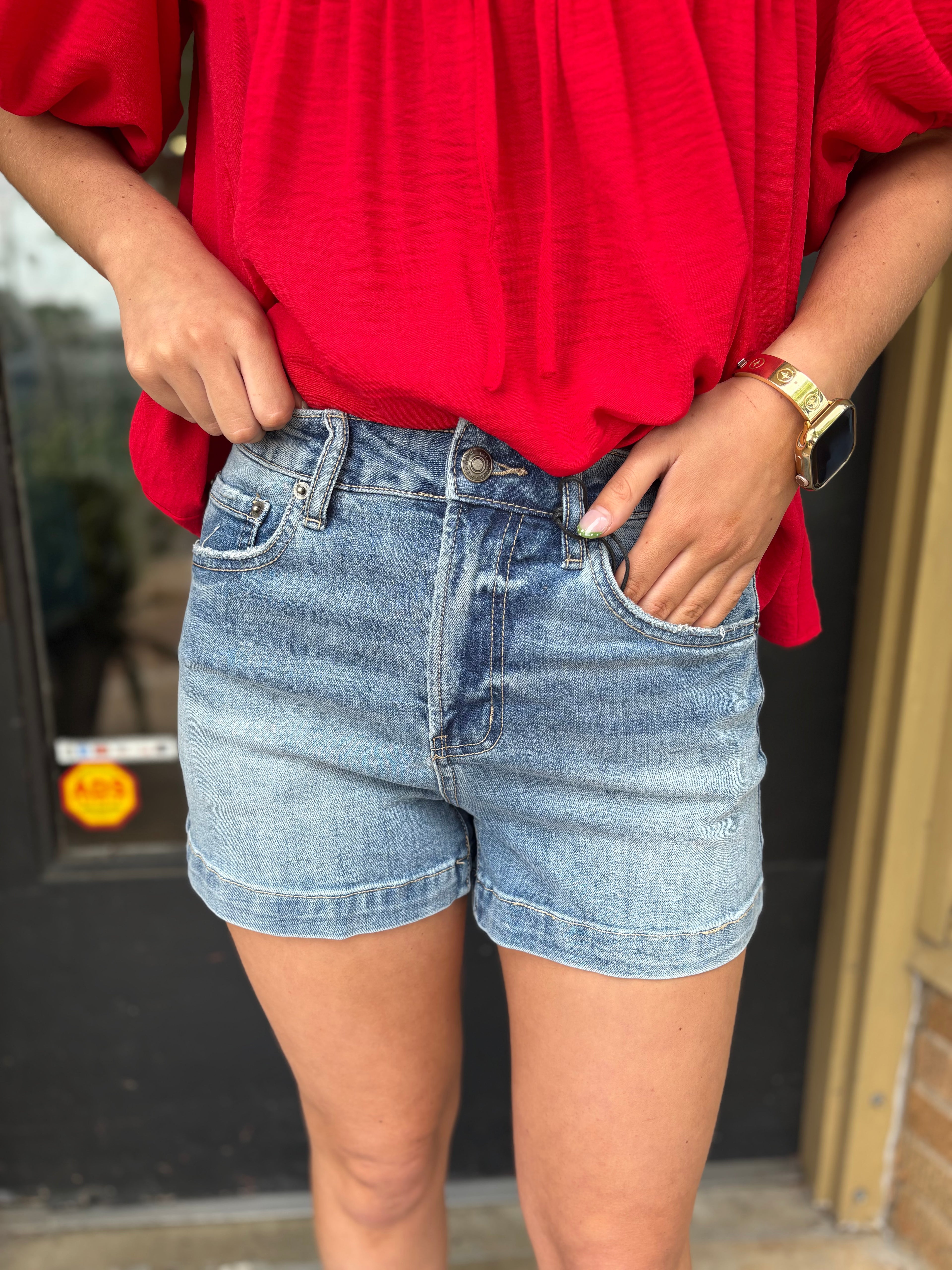 Mica Denim Trouser Hem Shorts