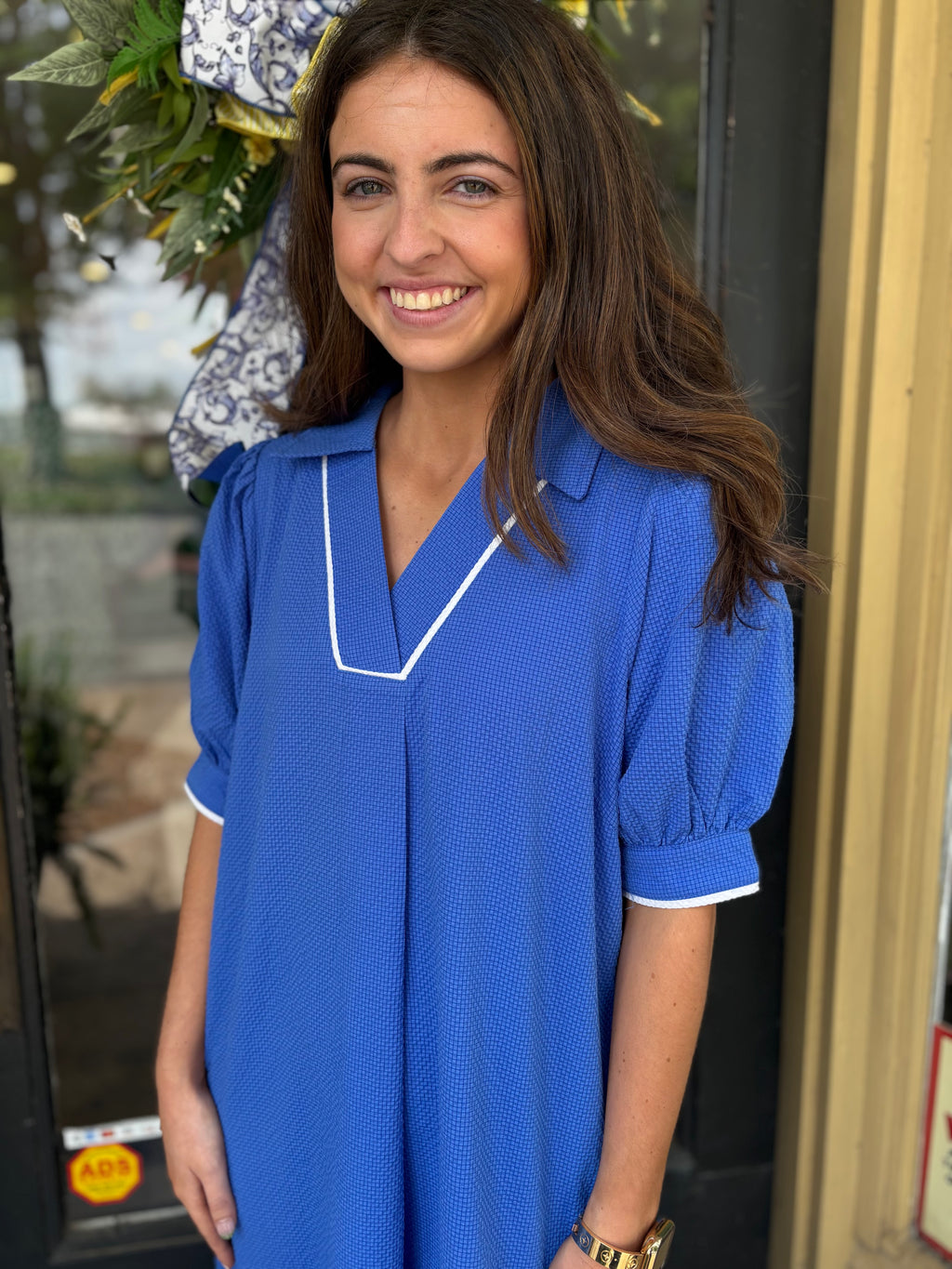 Ocean Seersucker Midi Dress