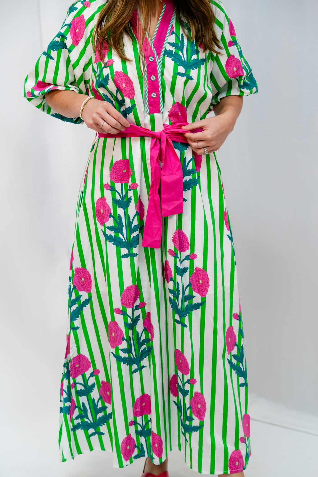 Green/Pink Mix Floral Dress