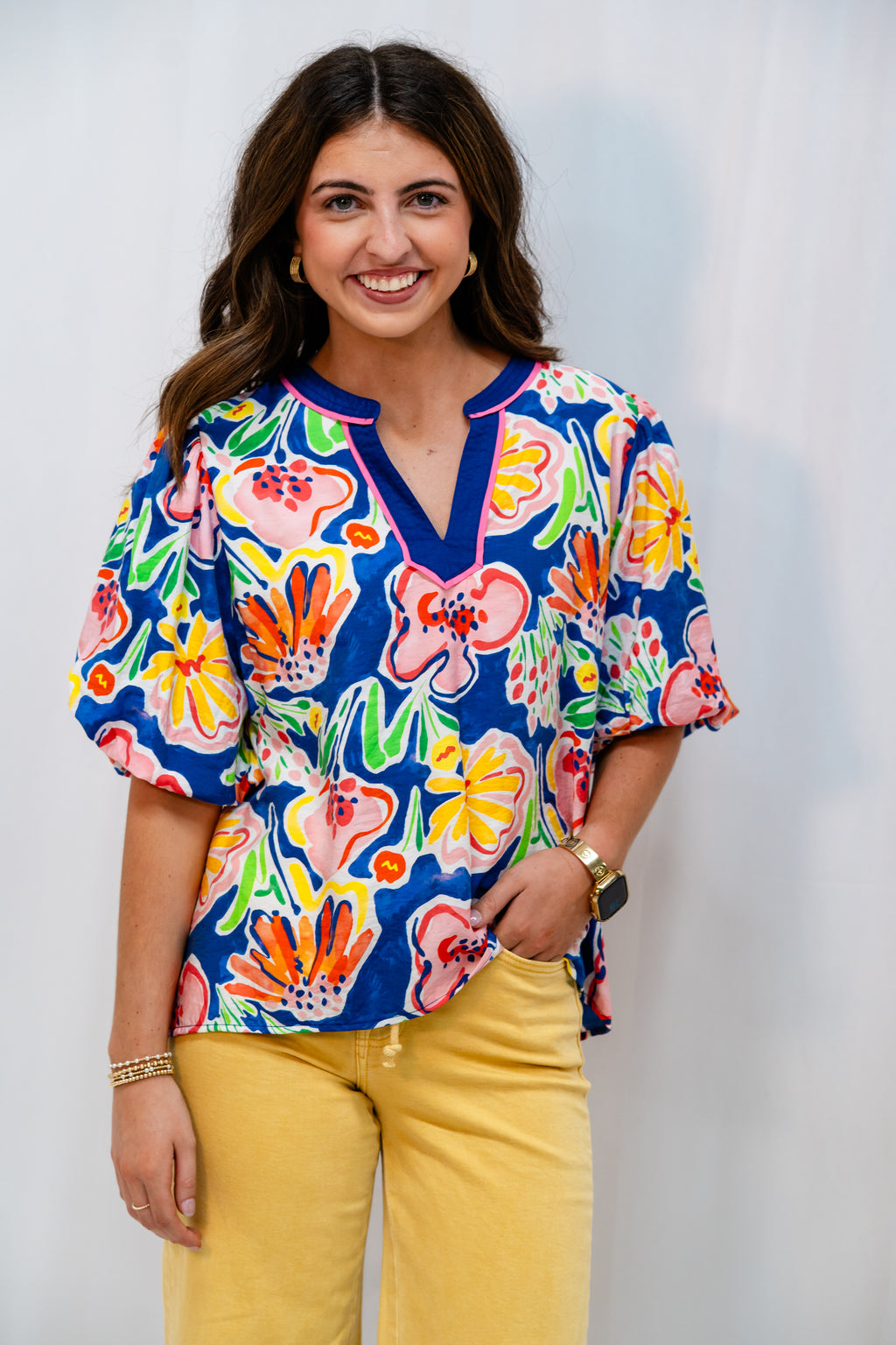 Blue Radiant Floral Top
