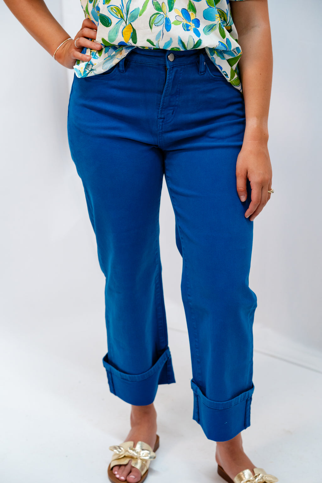 Mica Bright Blue Crop Cuff Jeans
