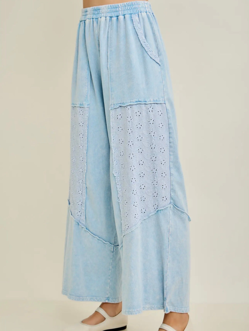 Baby Blue Eyelet Lace Pants