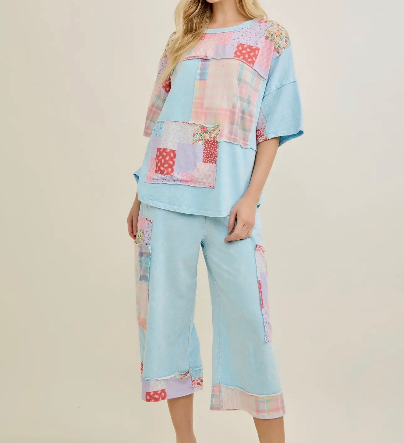 Baby Blue Patchwork Top