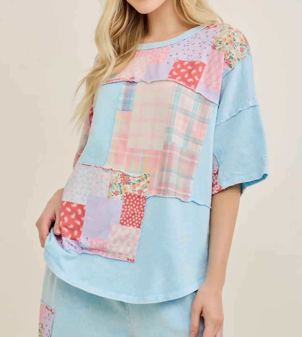 Baby Blue Patchwork Top