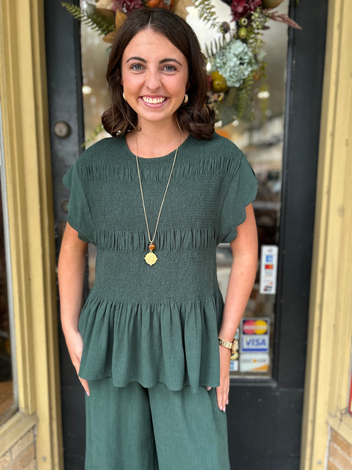 Palm Belle Smocked Top