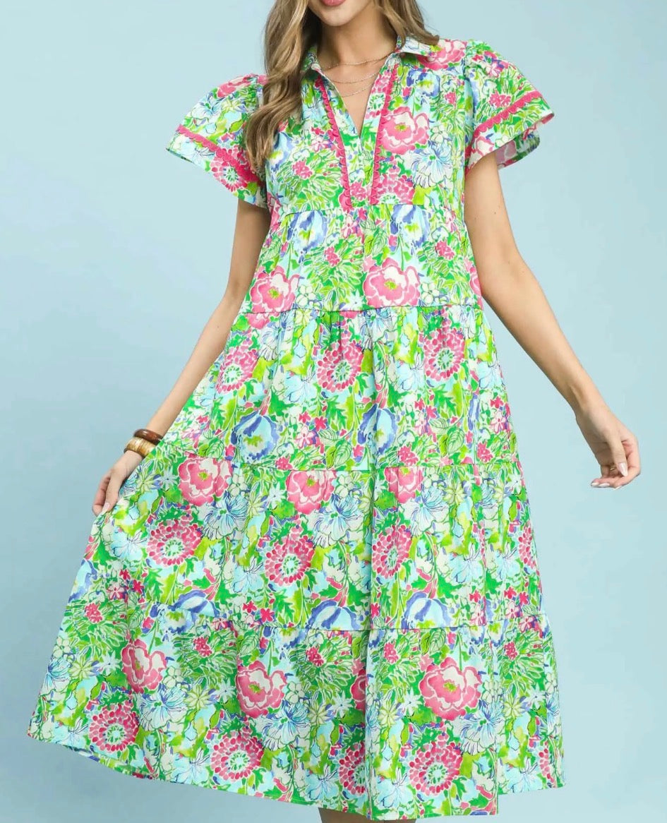 Color Pop Garden Midi Dress