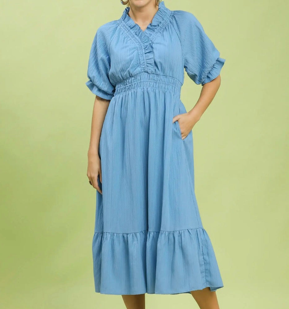 Seaside Ruffle Midi Dress