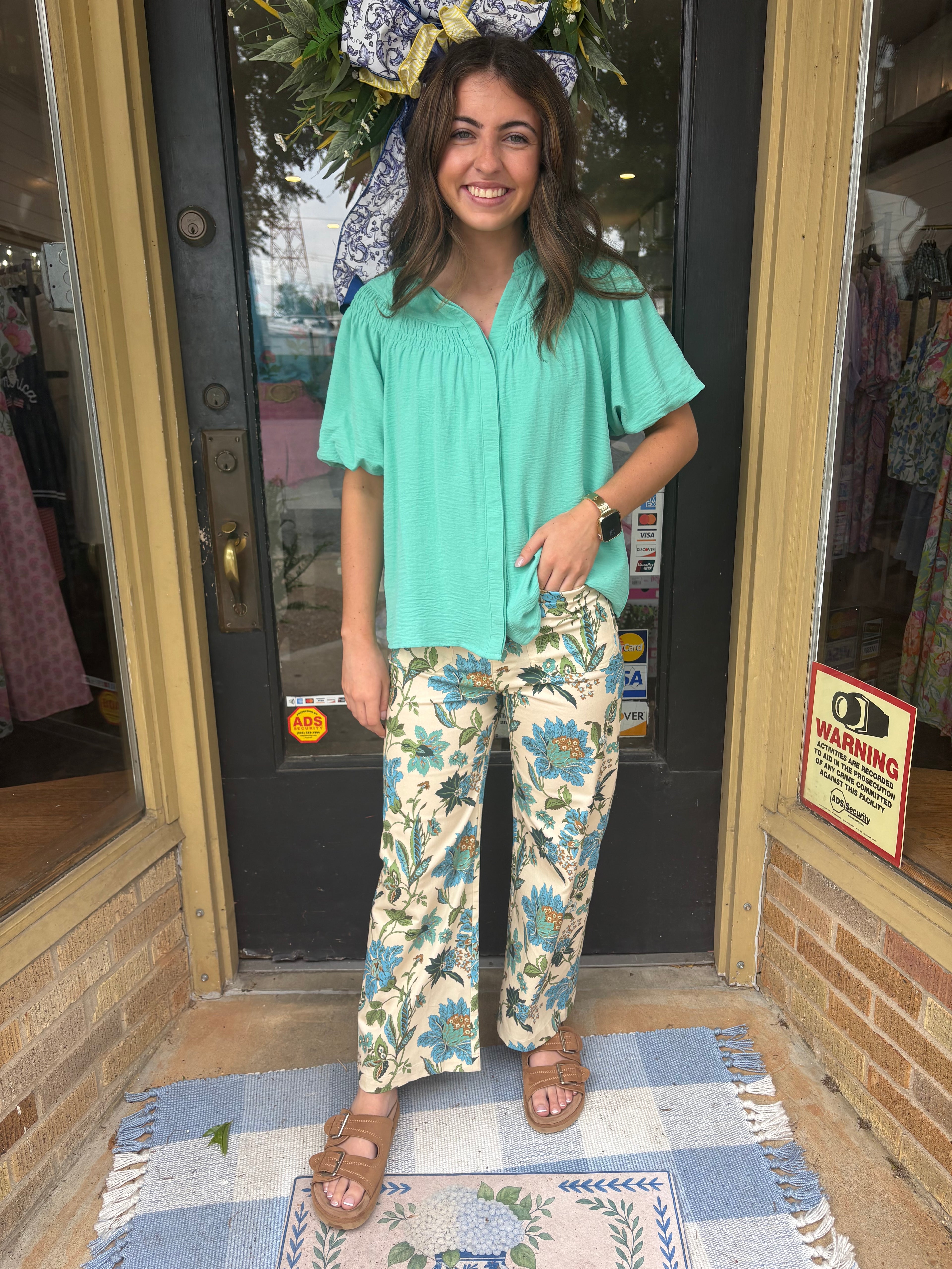 Aqua Breeze Button Down Top