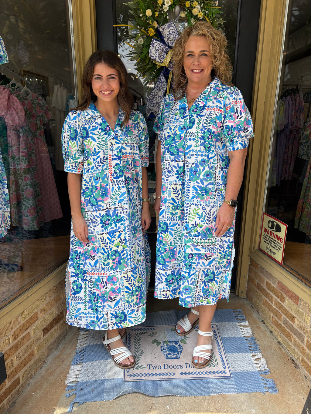 Blue Painted Meadow Midi Dress