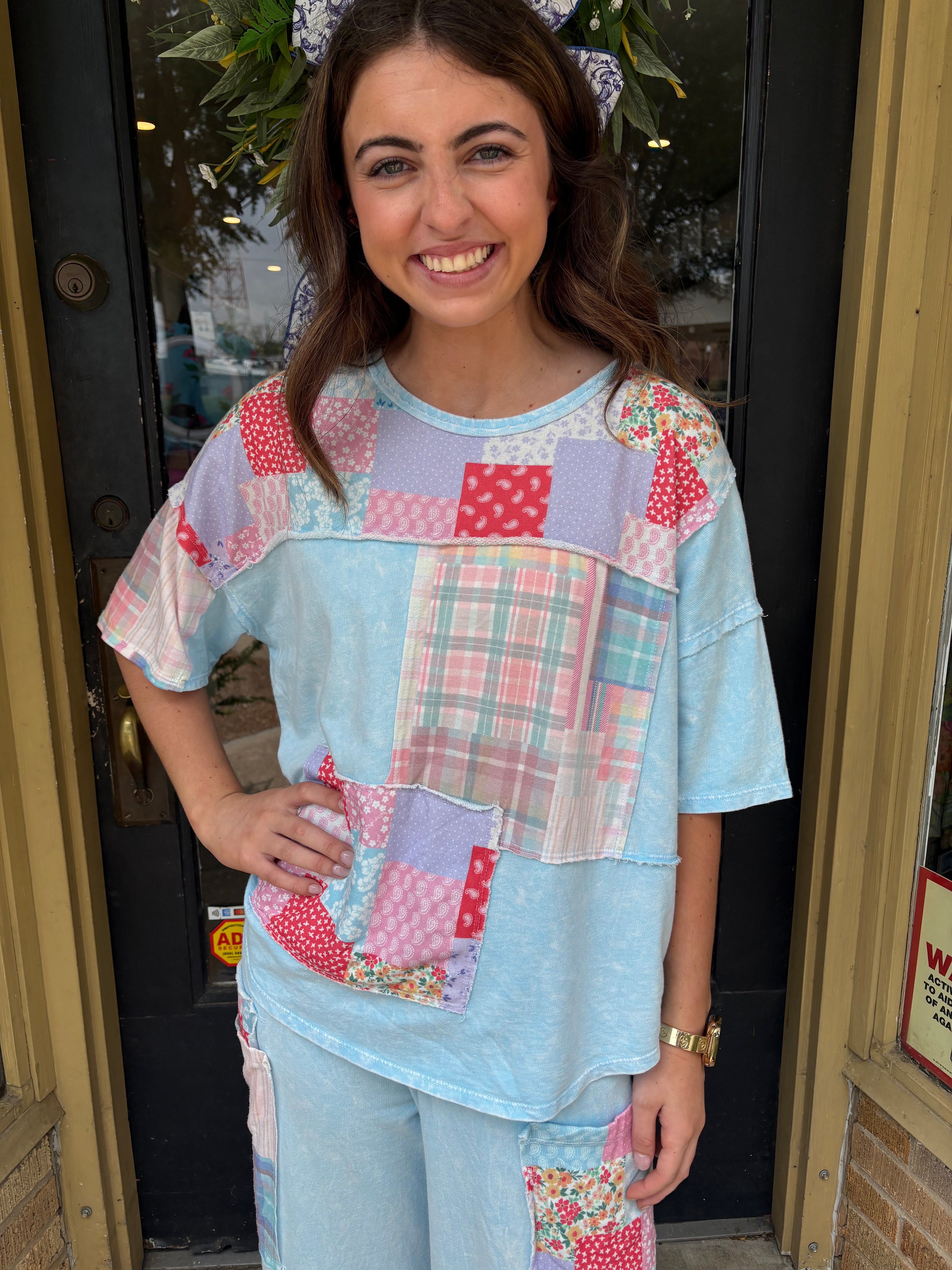 Baby Blue Patchwork Top