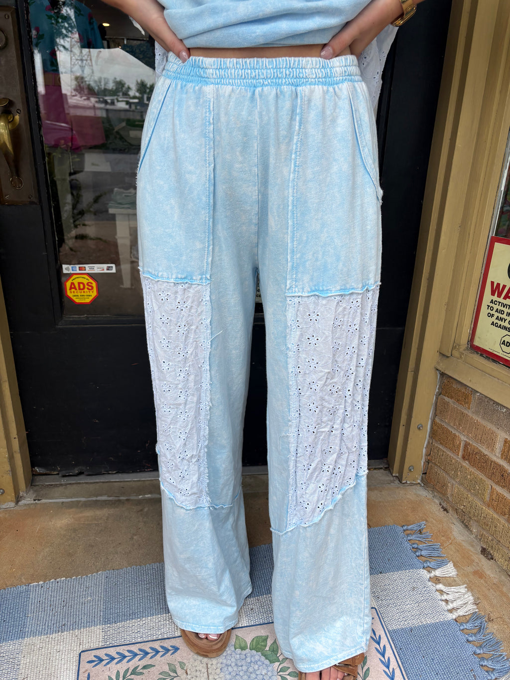 Baby Blue Eyelet Lace Pants