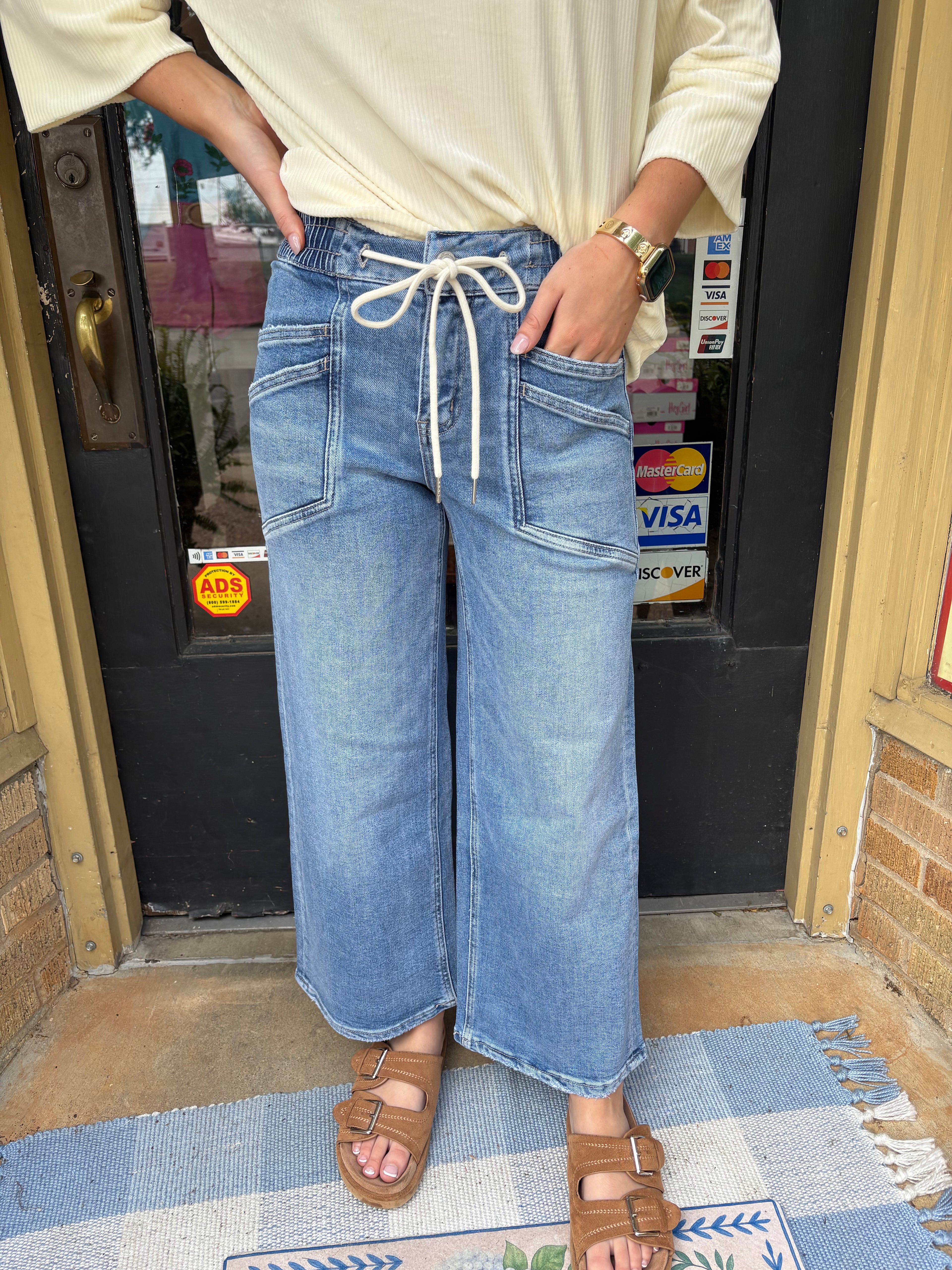 Vervet Drawstring Wide Leg Jeans