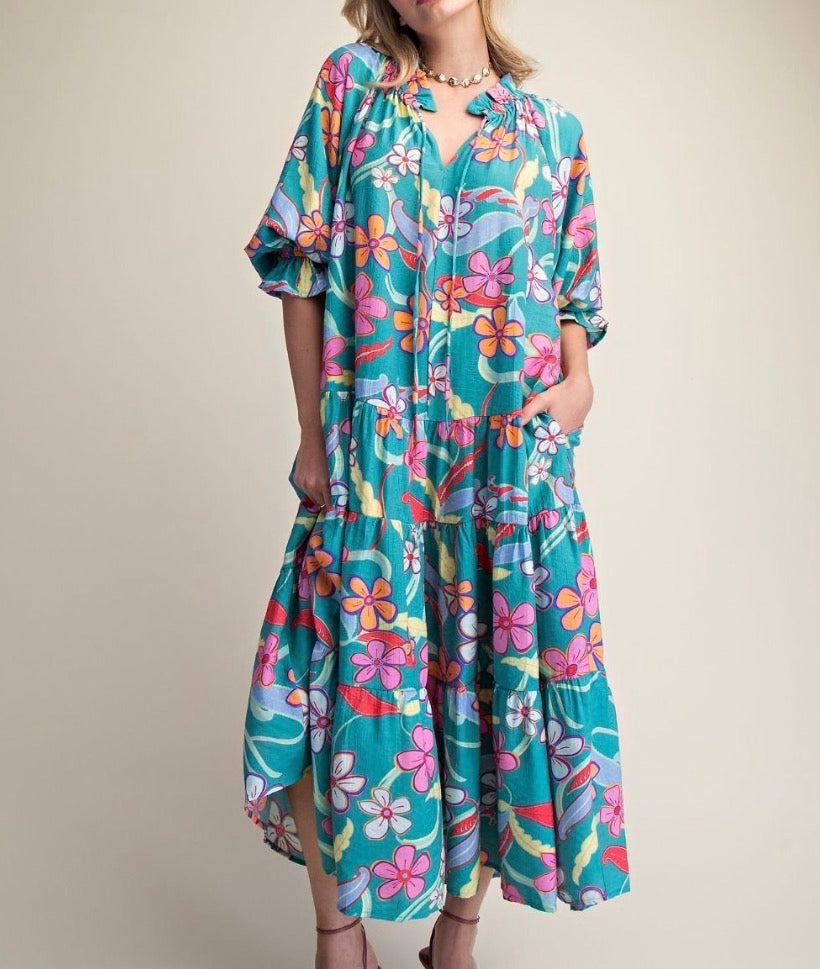 Jade Bloom Dress- Maxi