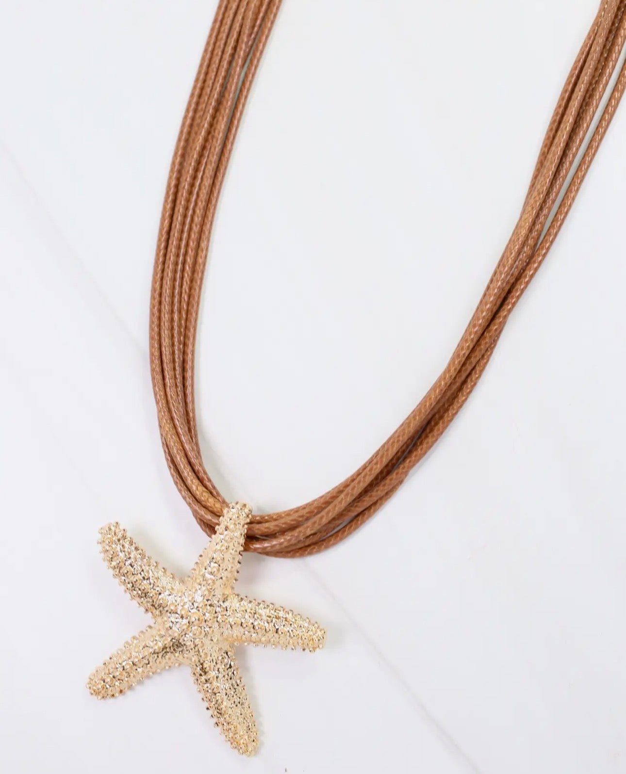 Starfish Cord Necklace- Brown