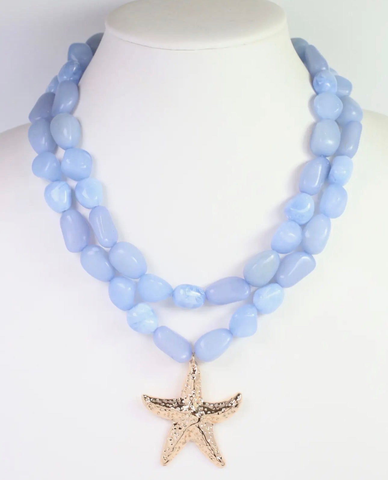 Blue Marble Layered Starfish Necklace