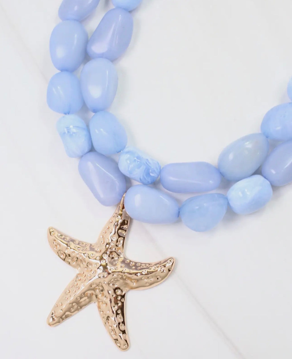 Blue Marble Layered Starfish Necklace