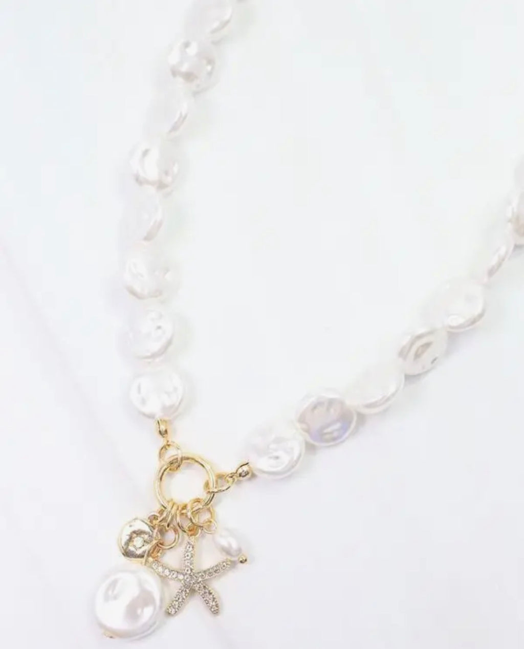Pearl Starfish Charm Necklace