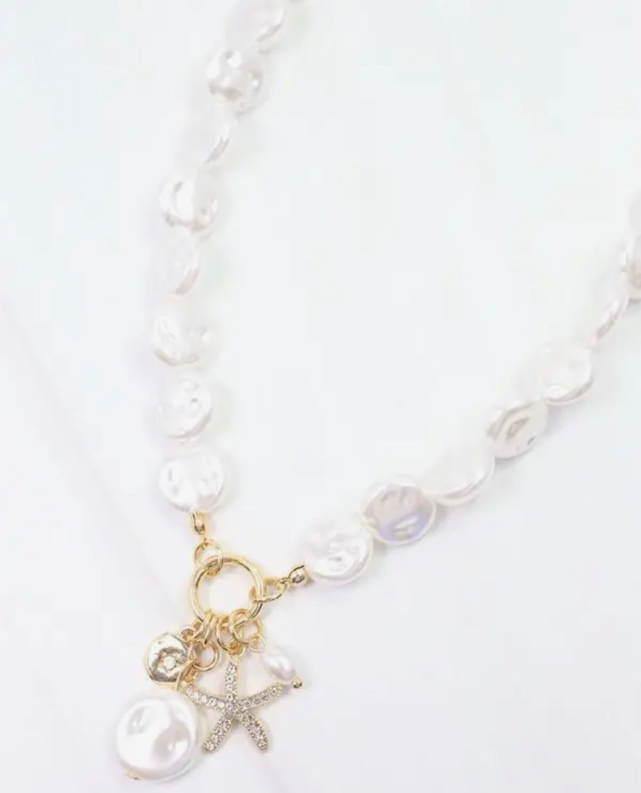 Pearl Starfish Charm Necklace