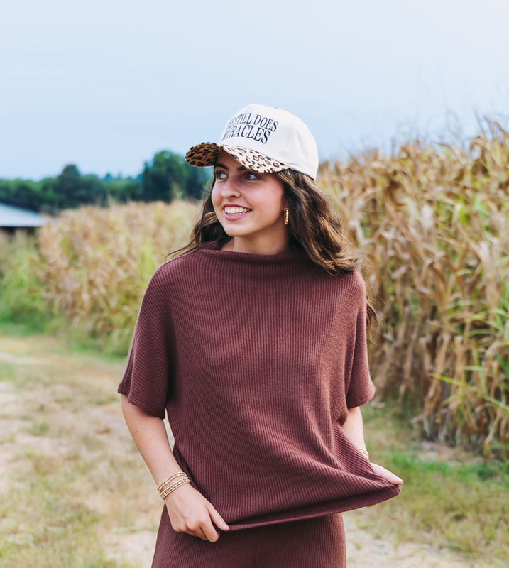 Brown Mock Neck Top