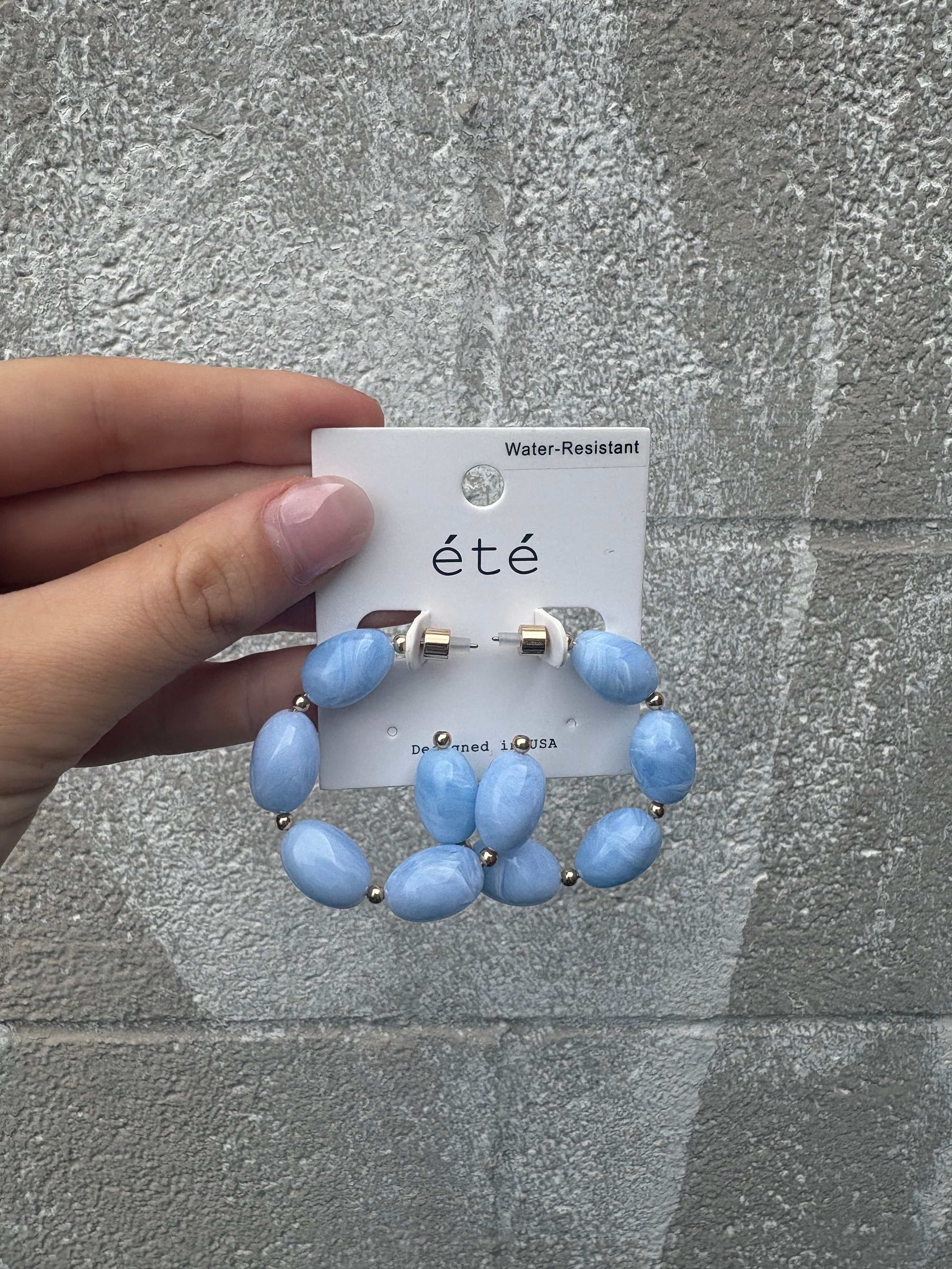 Blue Acrylic Hoop Earrings