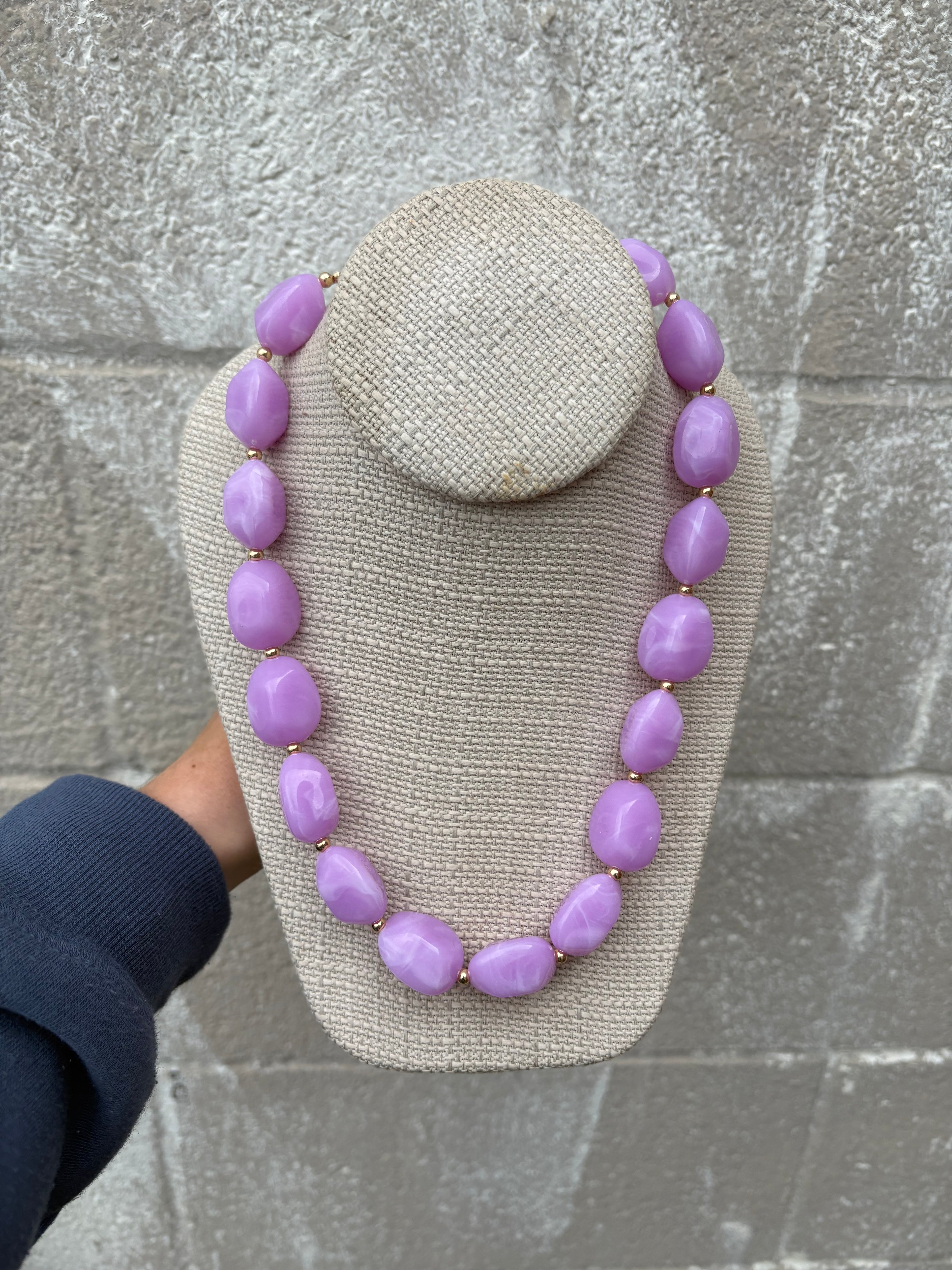 Lavender Acrylic Beaded Necklace