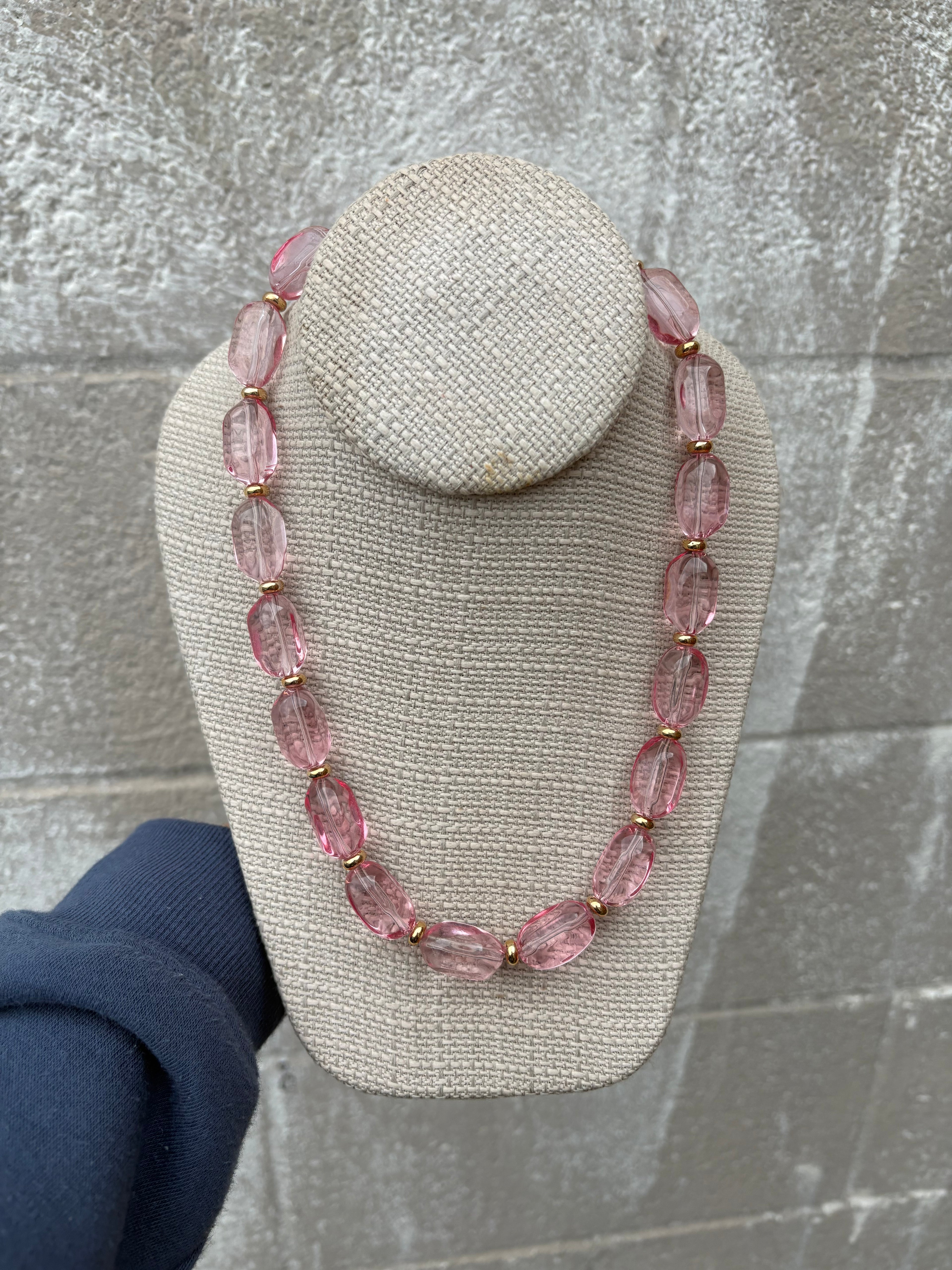 Pink Crystal Beaded Necklace