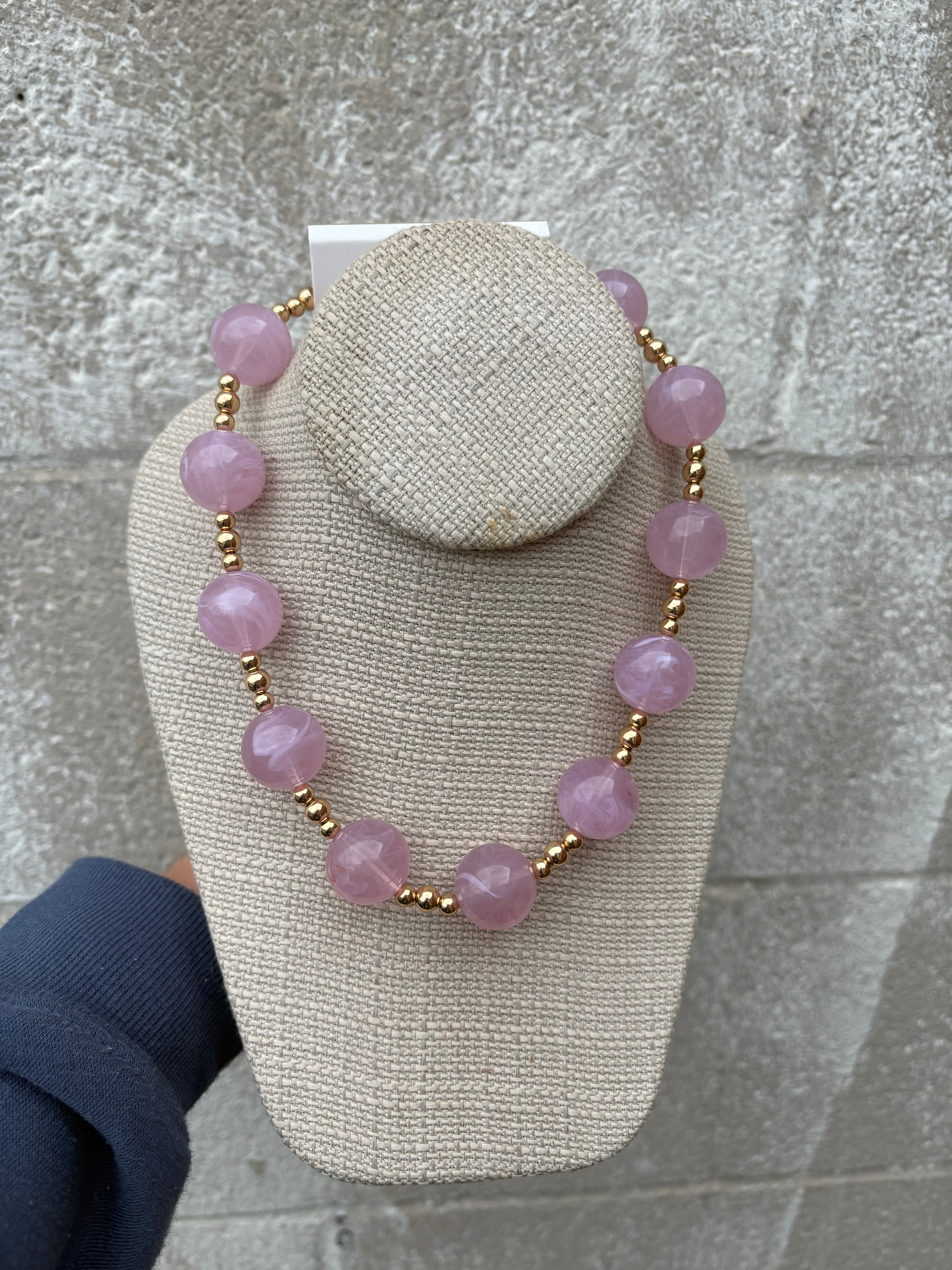 Light Pink Acrylic Beaded Necklace
