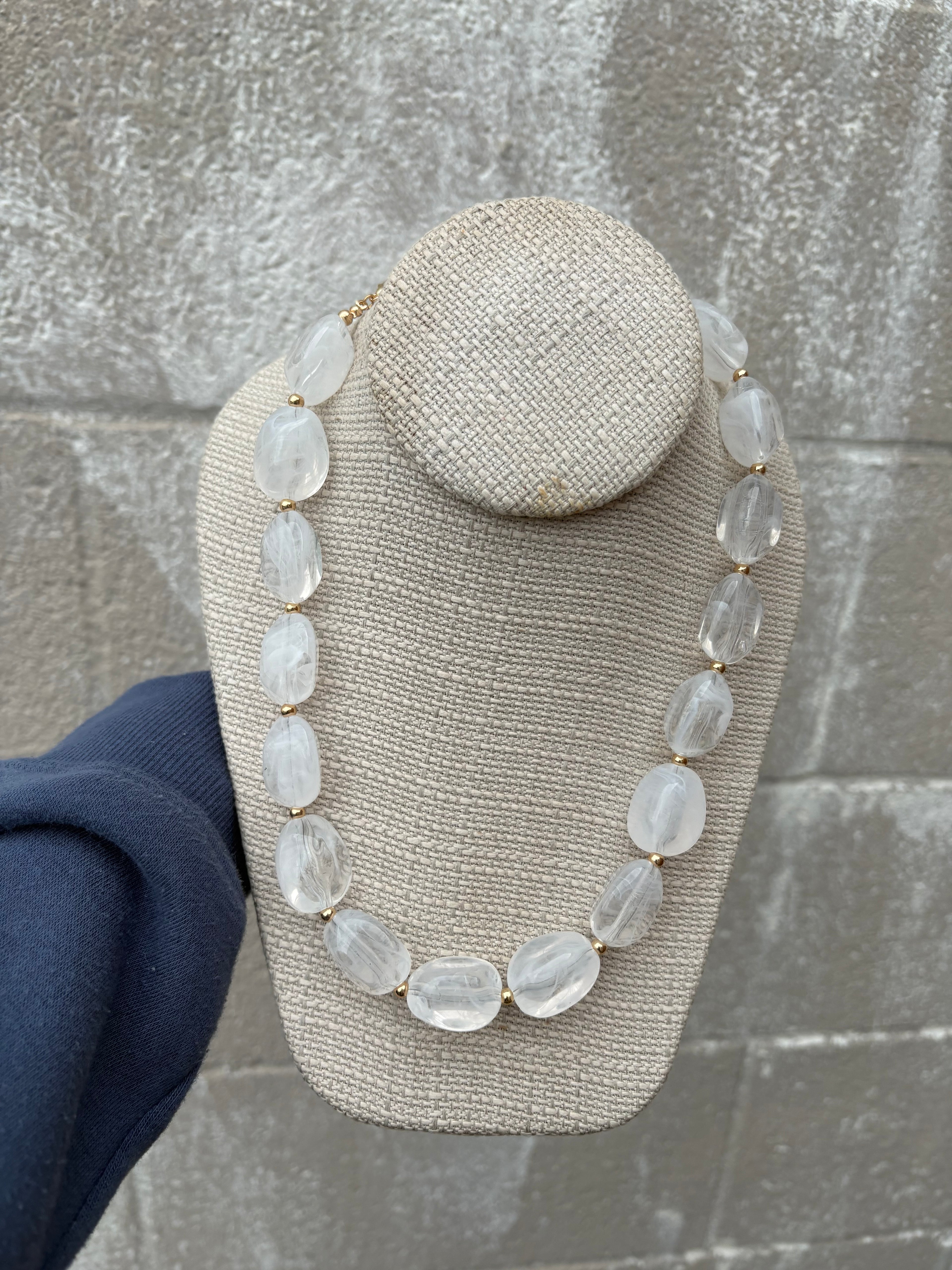 White Acrylic Beaded Necklace
