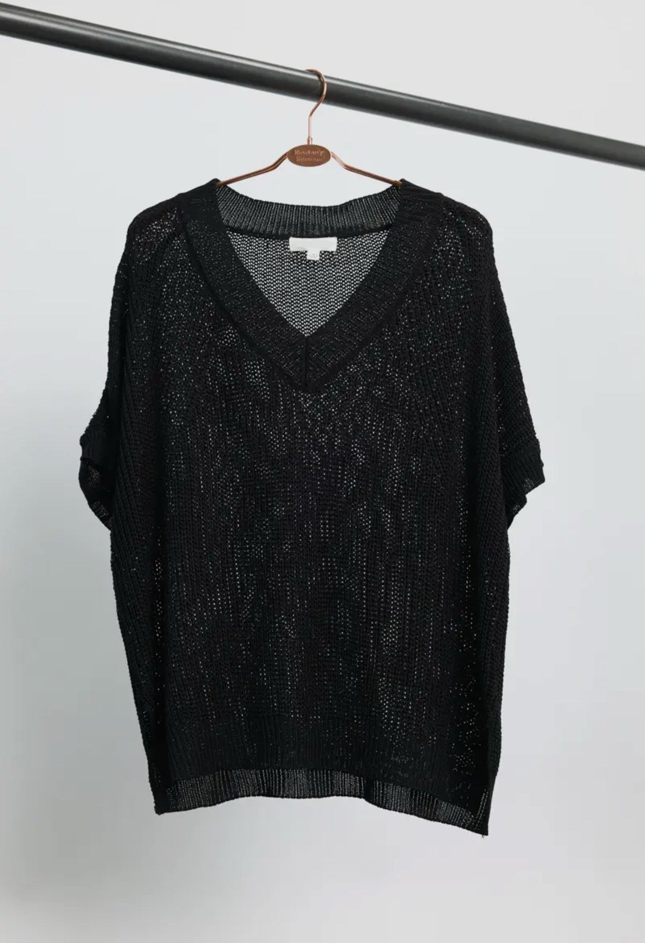 Black V Neck  Knit Top