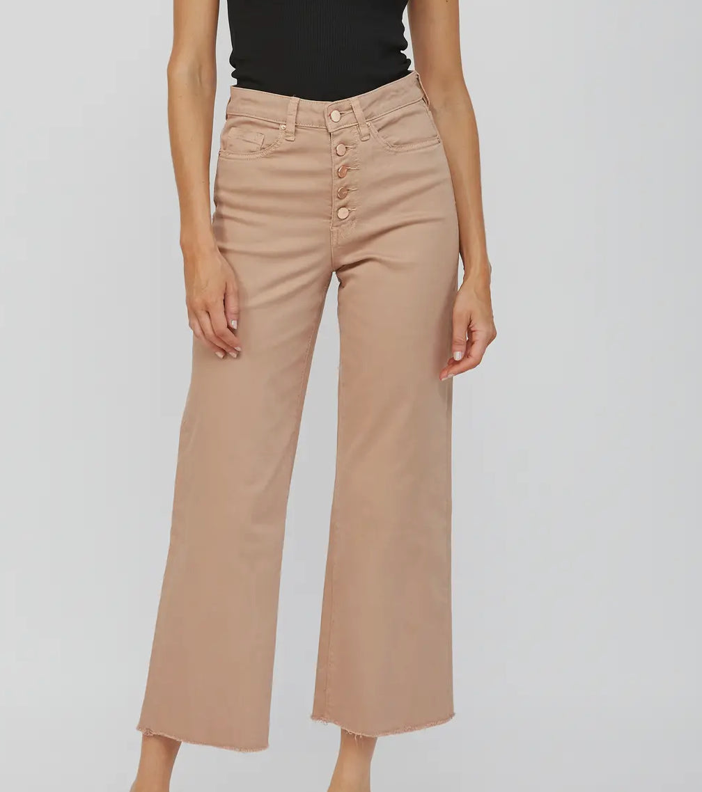 Light Brown High Rise Crop Mica Jeans
