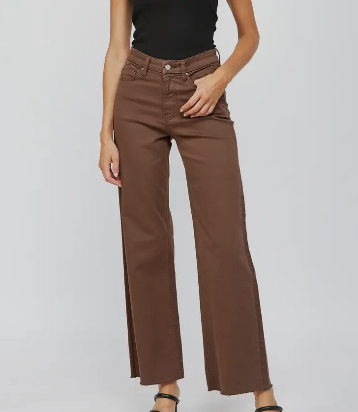 Brown High Rise Wide Leg Mica Jeans