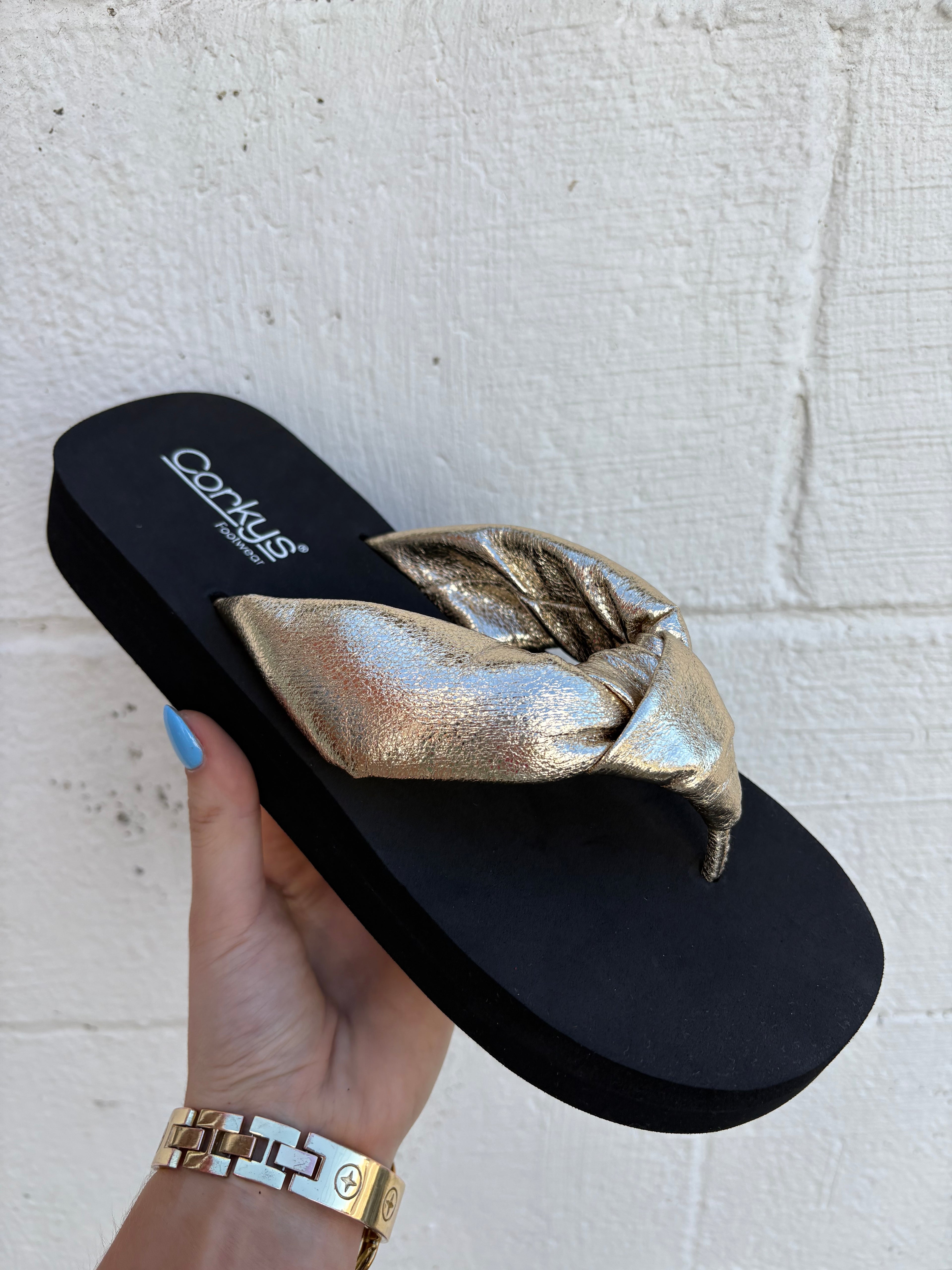 Corkys You Go Girl Flip Flops- Gold
