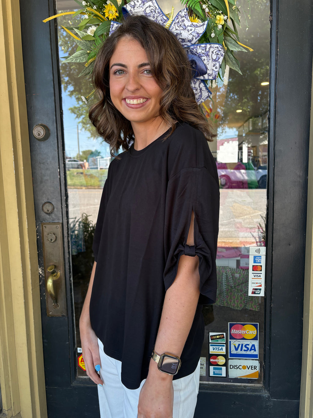 Blackout Bow Sleeve Top