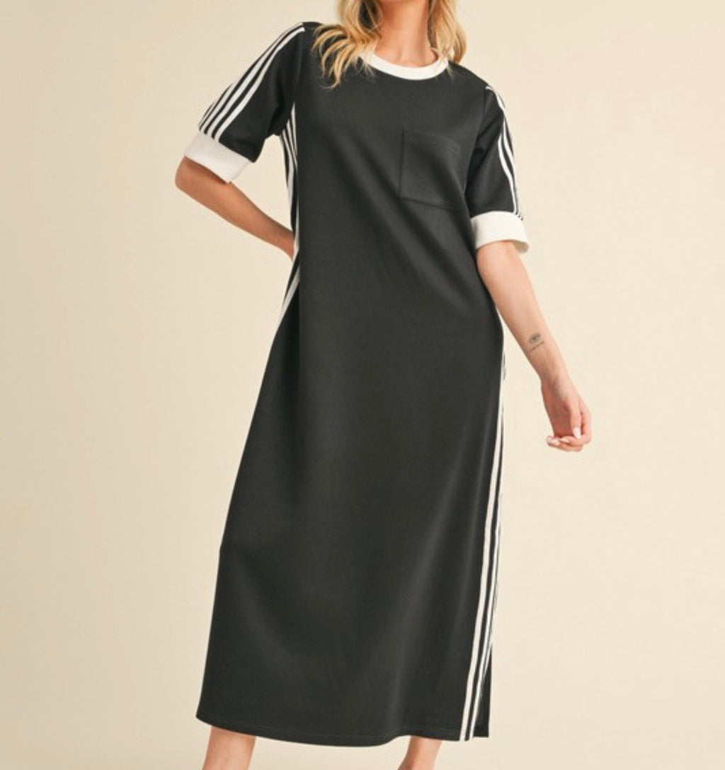 Black Side Line Maxi Dress